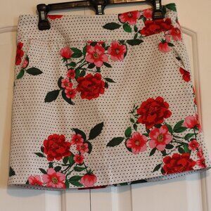 Zac & Rachel White Floral Polka Dot Skort With Pockets Size 8 Classic Active